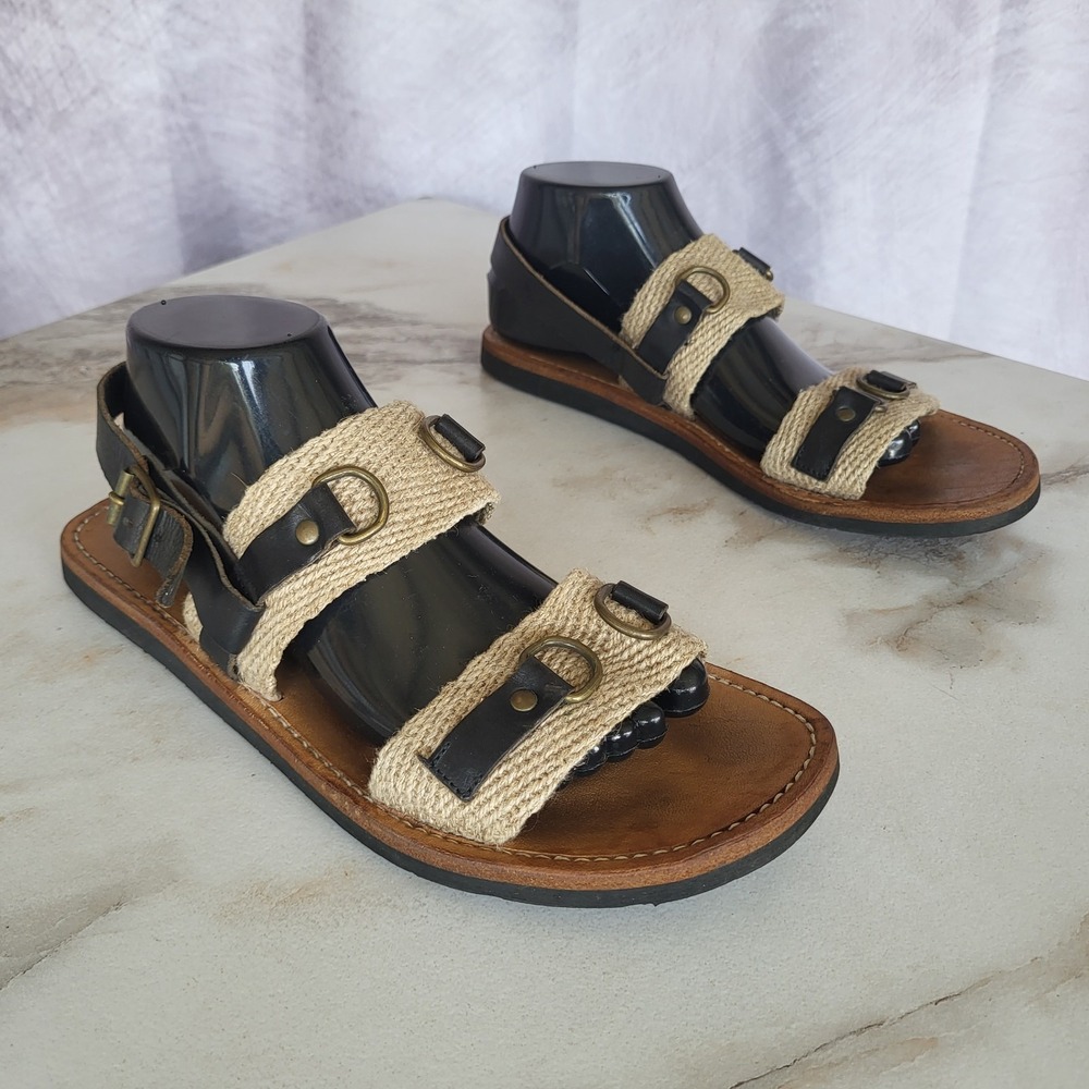Isabel Marant Etoile Jute Strap Sandals Size 40 Women's Canvas Leather